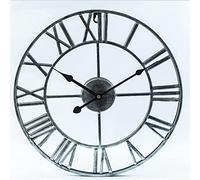 AYCDL Wall Clock Art Clock Large Wall Clock, Vintage Clock with Large Roman Numerals, Indoor Silent Battery Operated Kitchen Wall Clock for Home, Bedroom, Living Room, Kitchen,Silver-47cm