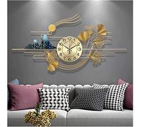 AYCDL Wall Clock Art Simple Wall Clock 39 * 19IN Silent Wall Clock,Large Modern Metal Gold Ginkgo Leaf Art Wall Decor for Living Room Cafe Restaurant Clock Wall Watches. Wall D