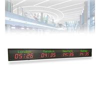 AYCDL World Time Zones Clock, Led Digital Full Color Multiple Time Zones Clock, 4cities World Time Wall Clock, Brightness Adjustment, for Hotels/Enterprises/Airports