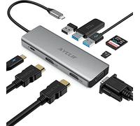 AYCLIF 9-in-1 USB C Hub with USB C Power Delivery, Gigabit Ethernet, 4K HDMI, 3 USB Ports, SD/TF Card Reader for Laptops, Gaming Consoles, Desktops