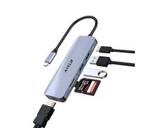 AYCLIF USB C Hub, 6 in 1 USB C Splitter Avec Affichage 4K HDMI, Lecteur de Carte SD/TF, Multiport Adapter USB C with MacBook Pro/Air, Chromebook, Thinkpad, Laptop and More Type C Devices