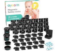 AYCORN® Magnetic Safety Cupboard Locks [20x] for Children [Includes 2X Keys] Child & Baby Safety Proofing for Kitchen, Cabinets and Drawers, 30 Second Install (No Drilling) with 3M Adhesive - Black