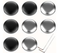AYCRIT Footswitch Topper Metal Buttons with 3 Set Screws and Rubber Insert for Normal 3/8" 10mm Guitar Effect Pedal Foot Switch (3#BlackSilver, 8)