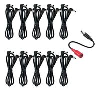 AYCRIT Guitar Pedal Power Cable Right Angles 24Inch 60CM, 5.5 x 2.1mm Power Lead/Cord, Right Angle on Both Ends, 11 Pack, Male to Male