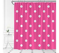 AYDSMYD Polka Dot Shower Curtain Hot Pink White Cute Doodle Polka Dots Fashion Preppy Fabric Bathroom Curtains Decor Set Include Hooks,70" WX70 H