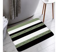 AYDSMYD Sage Green Black Stripe Bath Mat Abstract Geometric Modern Simple Fashion Bathroom Bathtub Floor Rugs Doormat Toilet Decor,18 x 30 in
