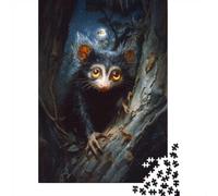 Aye-aye Lemur in The Night Forest 1000-Piece Puzzle for Adults, 52x38cm/1000pcs, Clean White Cardboard for Sorting; A Weekend Activity at Your Own Pace