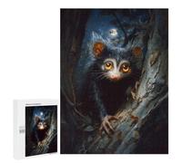 Aye-aye Lemur in The Night Forest Displayable Picture Puzzle, 500 PCS - Seasonal Gift - for Quiet Evenings And Focused Play