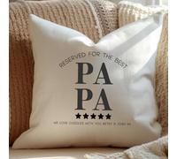 Aye Do Gifts Men's Personalised Reserved for the Best Papa Cushion in Cream | Size: 40 cm x 40 cm Aye Do Gifts Cream 40 cm x 40 cm