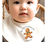 Aye Do Gifts Personalised Christmas Gingerbread Man Baby Bib in White Aye Do Gifts White