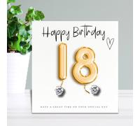 Aye Do Gifts Women's 18th Birthday Cubic Zirconia Stud Earrings & Gold Balloons Gift Card in Silver Aye Do Gifts Silver One Size