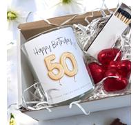 Aye Do Gifts Women's 50th Birthday Gold Balloons Candle Gift Set in White | Size: 1 Pack Aye Do Gifts White 1 Pack