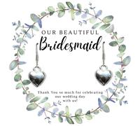 Aye Do Gifts Women's Bridesmaids Heart Earrings & Eucalyptus Thank You & Gift Card in Silver Aye Do Gifts Silver One Size