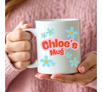 Aye Do Gifts Women's Personalised Blue Daisy Name Mug Gift Aye Do Gifts Multicolor