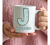 Aye Do Gifts Women's Personalised Daisy Flowers Initial & Name Mug Gift in White Aye Do Gifts White