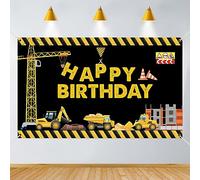 Ayearparty Construction Happy Birthday Backdrop Banner for Kids Dump Truck Excavator Crane Digger Zone Background Photo Booth Props for Boys Themed Birthday Party Decoration Supplies 71 x 43 Inch