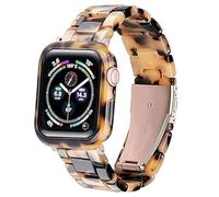 Ayeger Compatible Apple Watch Band with Bumper(No screen protector) 42mm Resin Wristband Strap for iWatch Series 10(Blonde Tortoise,42mm)