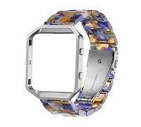 Ayeger Resin Band Compatible with Fitbit Blaze,Women Men Metal Frame Housing+ Resin Accessory Band Wristband Strap Blacelet for Fitbit Blaze Smart Watch Fitness(Blue)
