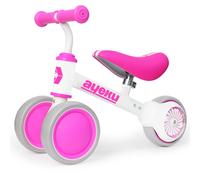 AyeKu Baby Balance Bike Flashing LED Wheel 1-3 yrs Adjustable Soft Seat Pink