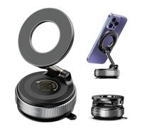 AYELYU Vacuum Magnetic Phone Holder for Car, 360 Rotating Adjustable Magnetic Phone Holders for Your Car, Foldable Car Mount for iPhone, (Black)