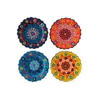 Ayennur 4-Piece 5-Inch Handmade Turkish Ceramic Plate Set - Wall & Table Decor & Jewelry/Ring Dish - Decorative Rings & Jewelry Tray Set
