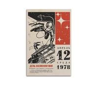 AYERWAENN Soviet Space, USSR Cosmonautics Day 12 April 1978 Posters Aesthetic Wall Art Canvas Vintage Poster Decorative Painting Living Room Bed Room Decor12x18inch(30x45cm) Unframe-style