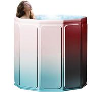 AYES 70cm Foldable Bath Tub for Adults, Portable 5-Layer Insulated Plunge Pool,Hot & Cold Soaking Tub with Dual Drain Fast Emptying, for Indoor & Outdoor Use (Blue)