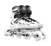 AYES Inline Skates Adjustable for Kids and Adults, Illuminating Roller Skates with Light Up Wheels for Men and Women Outdoor, White, 33-37/UK 3-4.5