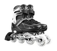 AYES Inline Skates Adjustable for Kids and Adults, Illuminating Roller Skates with Light Up Wheels for Men and Women Outdoor, Black, 33-37/UK 3-4.5