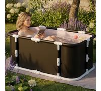 AYES Portable Foldable Ice/Hot Bath Tub, Large Portable Soaking Bathtubs for Home - Bathroom Freestanding Bathtubs for Shower Soaking Baths Hot SPA and Cold Water Therapy Training, Black