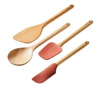 Ayesha Curry 48454 Tools and Gadgets Cooking/Kitchen Utensil Set-Includes Solid Spoon, Saute Paddle, Spoonula, Jar Spatula, Wood, Redwood