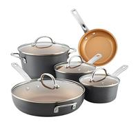 Ayesha Curry Home Collection Hard Anodized Nonstick Cookware Pots and Pans Set, 9 Piece, Charcoal Gray