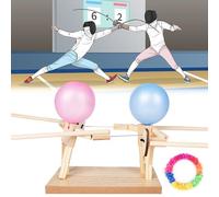 AYESY Balloon Bamboo Man AYESY Wooden Fencing Puppets Game, Balloon Bamboo Man Battle Game Set with 200 Balloons, Handmade Balloon Brawlers Balloon Battle Game for 2 Players Adults and Kids
