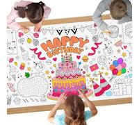 AYESY Birthday Cake Coloring Tablecloth, 72 x 28 inch DIY Kids Party Tablecloth, Giant Colouring Poster Table Cloth for Kids, Boys Girls Birthday Gift, Craft Doodle Art