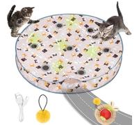 AYESY Cat Toys Ball for Indoor Adult Cats,Interactive Cat Toy, Automatic Random Rolling Ball Kitten Toys with Mat, Rechargeable & Motion Activated, Hide and Seek Game(Round)