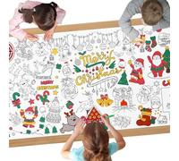 AYESY Christmas Birthday Cake Coloring Tablecloth, 72 x 34 inch DIY Kids Party Tablecloth, Giant Colouring Poster Table Cloth for Kids, Boys Girls Birthday Gift, Craft Doodle Art