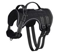 AYESY Escape Proof Dog Harness Medium No Pull Reflective Pet Harness | 2 Metal Rings, Breathable, Adjustable Soft Padded Pet Vest for Walking Hiking Training, Black