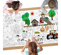 AYESY Farm Coloring Tablecloth, DIY Kids Party Tablecloth, Giant Colouring Poster Table Cloth for Kids, Boys Girls Birthday Gift, Craft Doodle Art