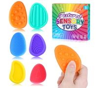 AYESY Fidget Toys Sensory Stone, 6PCS Textured Worry Stone, Silicone Worry Stones for Kids, Fidget Toy for Anxiety, Stress Calming Toys for Adults Kids,Small