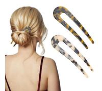 AYESY French Hair Pin, 2 PCS U Shaped Hair Pins Acetate Tortoise Shell Fork Sticks Delicate French Twist Pins for Bun Dark and Light Tortoiseshell Clips Girls Women Hair Fork Hairstyle Accessories