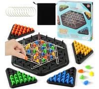 AYESY Geometric Chain Triangle Chess, Triggle Rubber Elastic Band Board, Kids Strategy Game Educational Brain Teaser & Puzzle for 2 to 4 Players - Small