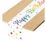AYESY Happy Birthday Table Runner, 180 x 35 cm Colorful Dot Birthday Table Cloth Cover Linens Decorations for Men Women Party Celebration Banquets Decor Supplies