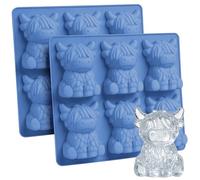 AYESY Highland Cow Ice Cube Tray, 2PCS Mini Cute Highland Cow Ice Mold Silicone, BPA Free, Funny Ice Mold for Whisky Cocktails Drinks Homemade, Unique Gift for Men Women