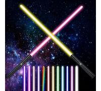 AYESY Light Up Saber with Sound, 2 Pack 14 Color Retractable Lightsaber for Kids, LED Light Expandable Toy for Boys Kids Teenagers Halloween Dress Up Parties Gifts