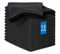 AYESY Microfibre Cleaning Cloth, 12 PCS 32 x32 cm Highly Absorbent Cleaning Rags Multifunctional Kitchen Towel Reusable Dishcloth for Plastic-Free Kitchen Cloth Suitable for Any Surface (Black)