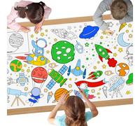 AYESY Outer Space Coloring Tablecloth, 72 x 28 inch DIY Kids Party Tablecloth, Giant Colouring Poster Table Cloth for Kids, Boys Girls Birthday Gift, Craft Doodle Art