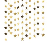 AYESY Reflective Star Paper Garland, 78 Feet Glitter Gold Star Bunting Banner Hanging Decoration Twinkle Little Star Party Garlands Star Garland Streamer Kit for Birthday Holiday Wedding (Gold)