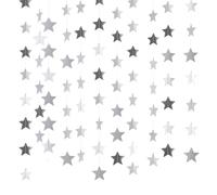 AYESY Reflective Star Paper Garland, 78 Feet Glitter Silver Star Bunting Banner Hanging Decoration Twinkle Little Star Party Garlands Star Garland Streamer Kit for Birthday Holiday Wedding (Silver)