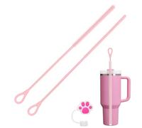 AYESY Silicone Straw Brush, 2Pcs 9.84in Extra Long Straw Cleaning Brush, Non-Slip Handle, Reusable Bendable Cleaning Tool for Cleaning Glass Metal Straws, 9mm&6mm