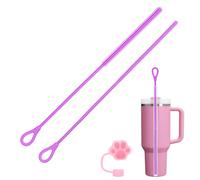 AYESY Silicone Straw Brush, 2Pcs 9.84in Extra Long Straw Cleaning Brush, Non-Slip Handle, Reusable Bendable Cleaning Tool for Cleaning Glass Metal Straws, 9mm&6mm